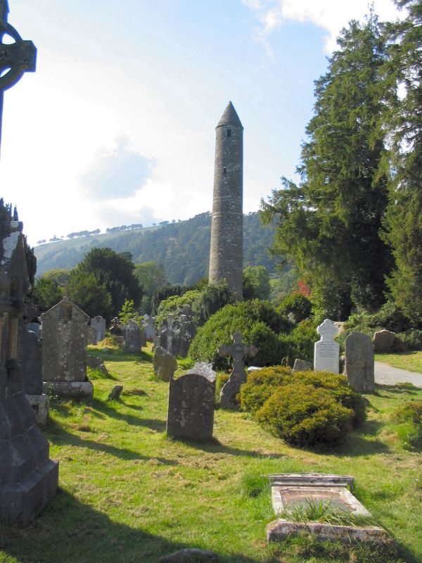 Glendalough graveyard and tower
